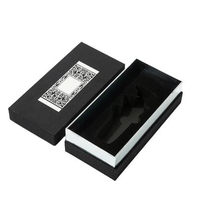 China Recyclable Valuable Appearing Silver Stamping Custom Logo Black Fabric Covered Perfume Packaging With Cardboard Box for sale