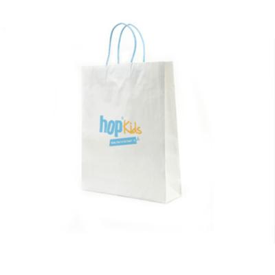 China Recyclable Handmade Kraft Paper Shopping Bag Custom White Paper Bag With Logo Print for sale