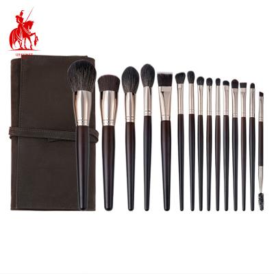 China Angular Blush Brush Set Natural Makeup Brush Natural Makeup Goat Hair 15pcs Cosmetic Brushes for sale