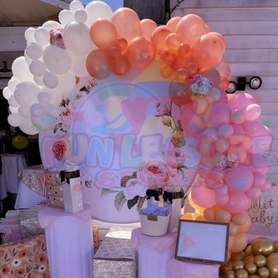 China Acrylic Flower Garland Supplier Party Background Party Decoration Backdrop Round Photobooth Bridal Shower Backdrop for sale