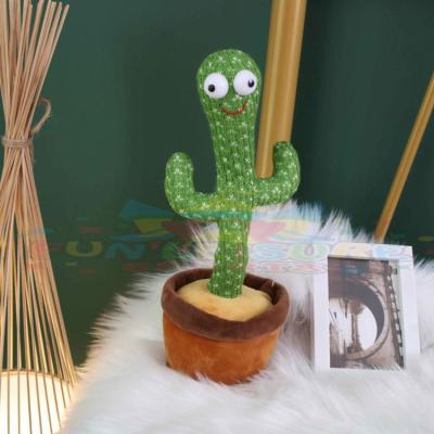 China Lovely Gift Commercial Grade Children Play Toys Soft 12v Songs Singing Cardboard Dancing Cactus Talking Electric Plush Toy for sale