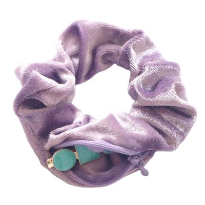 China Large Pocket Velvet Hair Zipper Scrunchies 2020 Multi Colors Large Pocket Velvet Hair Zipper Scrunchies 2020 Hot Multi Hot Sale Multi Colors for sale