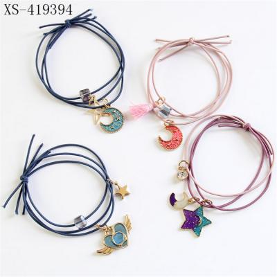 China Hot Selling Korean Elastic Hair Tie Fabric Star Moon Headband Ponytail Holder for sale