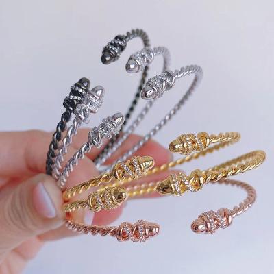 China TRENDY Simple Twist Shape Snake Screw Bangle Bracelet Gold\White Gold\Rose Gold Color Connector Cuff Bangle Bracelet for sale