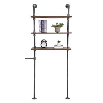 Cina Wholesale Toilet Rack 3 Tier Metal Iron Tube Pipe Over Washing Machine Closestool Storage Rack Bathroom Space-saving Shelf in vendita