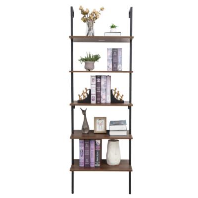 China Metal Wooden Bathroom Living Room Home Brackets Storage Heavy Duty Display Book Wall Corner 5 Layer Bookcase Rack Shelf for sale