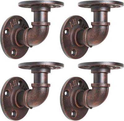 China Black industrial iron pipe wall-mounted towel rail clamp set cast iron DIY Wall Mount Rack Clothes Rack Storage Rack Te koop