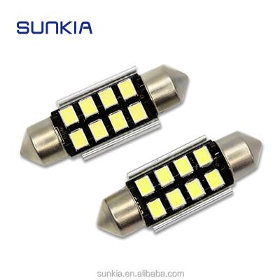 China SUNKIA 31/36/39/42mm Car Styling 2835Chips 8SMD Interior Festoon Light Canbus DC12V 3W LED Lamp Car LED Bulbs Dome White Festoon for sale