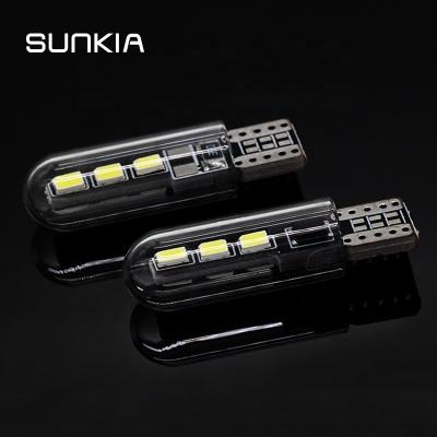 China Super Bright Car Light SUNKIA T10 6SMD-2835 194 W5W LED COB Signal Clearance Width Super Bright Sidelight With Glass Cover for sale