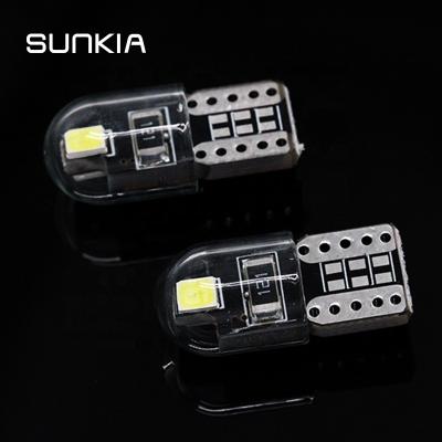 China Super Bright Car Light SUNKIA T10 2SMD-2835 194 W5W LED COB Signal Clearance Width Super Bright Sidelight With Glass Cover for sale