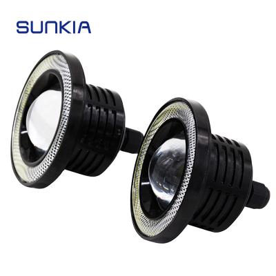 China Plastic ABS SUNKIA 2.5inch LED Fog Lamp With 7 Color Choose LED Angel Eye Ring For Universal Car Engine Lighting Accessories for sale