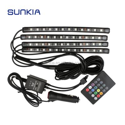 China Hot Sale 7 Colors Car Styling Music Control Car RGB LED Strip Light Atmosphere Lamp Kit With IR Remote Interior Lights Music Motorcycle Atmosphere Lamp for sale