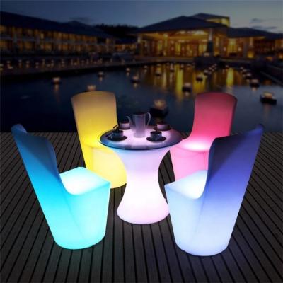 China Modern Color Changing Bar Bench Battery Operated Luminous Lead Plastic Led Light Up High Furniture Cocktail Bar Tables And Chairs Set for sale