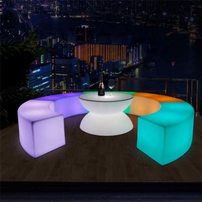 China Illuminated Modern Plastic Chair Led Round Bar Stool Garden Plastic Led Light Up High Furniture Cocktail Bar Tables And Chairs Set for sale