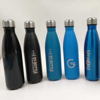 China Sale 500ml Double Wall Stainless Steel Vacuum Cola Shape Thermos PORTABLE Hot Water Bottle for sale