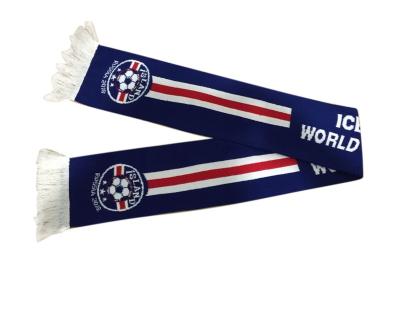 China Sweet Soft Feeling Popular Custom Logo 100% Acrylic Football Club Knitted Scarf for sale