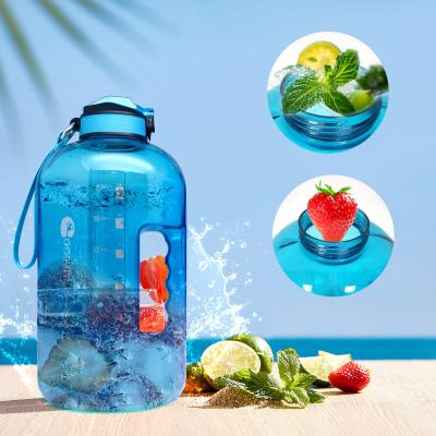 China Viable Wholesale Gym Plastic Gallon Water Bottle With Straw BPA Free Convenient Detachable Ring Strap for sale