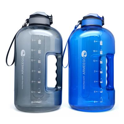 China Wholesale Viable 1 Gallon Water Bottle With Straw Lid BPA Free Gallon Motivational Jug With Detachable Strap for sale