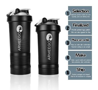 China Factory Wholesale Viable Free Plastic Protein Shaker Bottle 304 Stainless Steel Blender Leak Proof Shaker Bottle With Pill Storage for sale