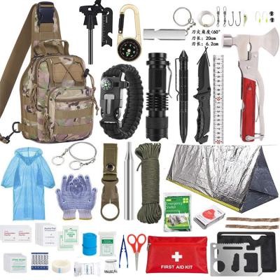 China Emergency Tactical EDC Multifunctional Camping Tools 33 in 1 Survival Outdoor SOS Kit Survival Gear Kit with Knife Fire Starter Flashlight for sale