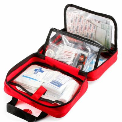 China 125pieces multi-functional first aid waterproof red kit bag with emergency supplies for car and home and travel for sale