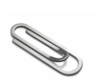 China Silver Brushed Wedacraftz Paper Clip Design Stainless Steel Silver Clips Custom Logo for sale