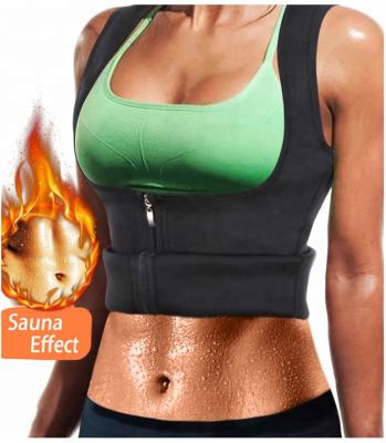 China Antibacterial Women Neoprene Workout Sets Sauna Suit Maker Weight Loss Gym Tank Top Body Shaper Customized Sweat Vest With Zipper for sale