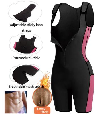 China Antibacterial Women Full Body Shapewear Sweat Neoprene Suit Waist Trainer Bodysuit Adjustable Straps Weight Loss Corset for sale