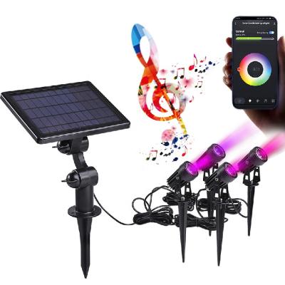 China Solar Yard Garden Lights Multi Color Led Spotlights For Trees Garden Outdoor RGB With App Control Smart Landscape Lights for sale