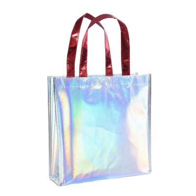 China Fashion Handled Film Coated Laminated Promotion Gift Bags Non Woven Laser Bags Customized Boutique Non Woven Bags for sale