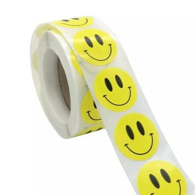 China Barcode Smiley Face Sticker For Kids Reward Sticker Yellow Dots Labels Valentine's Day Happy Smile Face Sticker Label Gift for sale