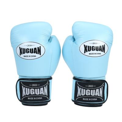 China Best Selling Universal Fitness Equipments Boxing Gloves Blue Blue Design Your Logo Custom Leather Gloves For Muay Thai Training for sale