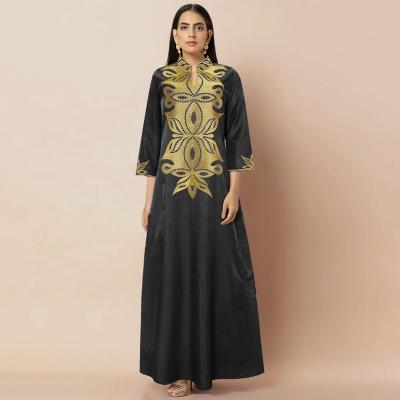 China Polyester Summer Middle East Embroidered Modesty Dubai Maxi Dress Traditional Islamic Clothing Ramadan Abaya Women Muslim Dress for sale