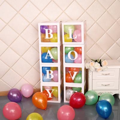 China Decoration Happy Birthday Letters White Clear Balloon Surprise Gift Box Transparent Boxes for sale