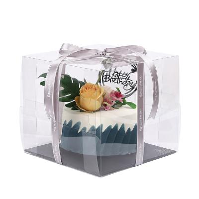 China Recyclable Birthday Bakery Cake Box Food Grade Window Packaging Transparent Cake Box for sale