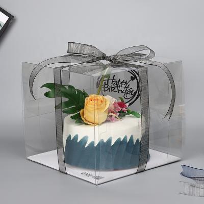 China Recyclable Transparent Clear Cake Boxes Packaging Birthday Food Grade Plastic Cake Box for sale