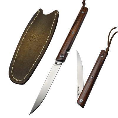 China M390 Handle Non-variable Handmade Blade Ironwood Folding Knives With Tools Leather Defense Knife EDC Pocket Sheath Camping Hunting Knife for sale