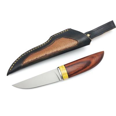 China Non-variable Austrian M390 Fixed Blade Handmade Straight Knife With Leather Knife High Hardness Pocket Sheath Camping Outdoor Hunting Knives for sale