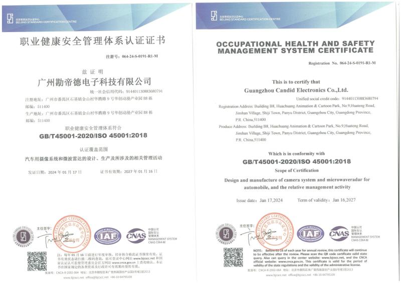 ISO45001 - Guangzhou Candid Electronics Ltd