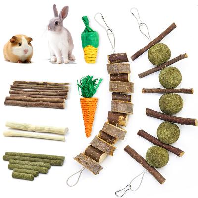 China Rabbit Rabbit Chew Toys For Teeth Grinding Rabbit Toys Natural Organic Wooden Apple Sticks for sale