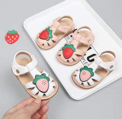 China Anti-slippery Fruit Prints Leather Children Beach Shoes Fashion Summer Children Hard Rubber Anti-slip Sole Sandals for sale