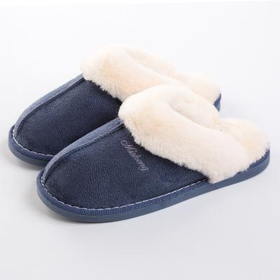 China Winter Plush Indoor Men's Slippers Anti-Slippery OEM Logo House Flat Slippers Custom Made Home Comfortable For Women Lovers Cheap for sale