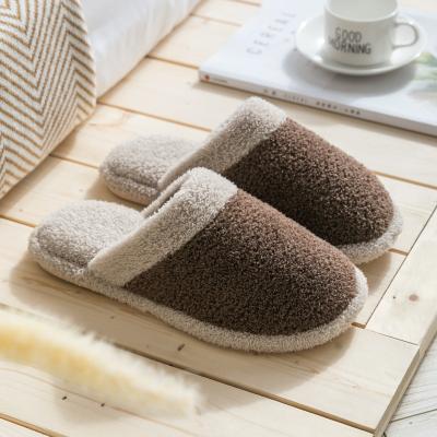 China Winter Anti-Slippery Plush Warm Indoor Men's Flat Slippers Women's Flat Slippers Shoes Female Lovers Custom Logo Slide Slippers Ladies for sale