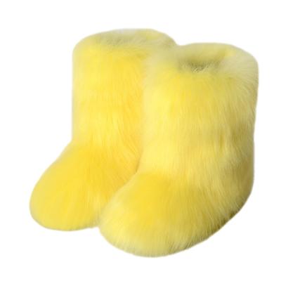 China Women's Faux Fur Snow Boots Fluffy Plush Fur Boots Anti-Slippery For Women Winter Outdoors for sale