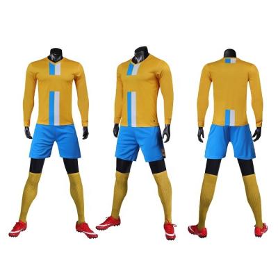 China 2021 stock football uniform jersey long sleeves wholesale hot quick dry football uniform for sale