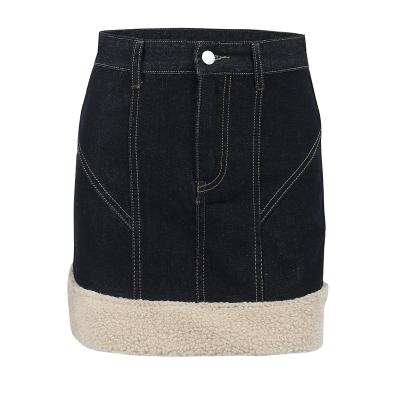 China Fashion Trend Fleece Breathable Women's Short Denim Short Black Denim Jeans Skirt for sale