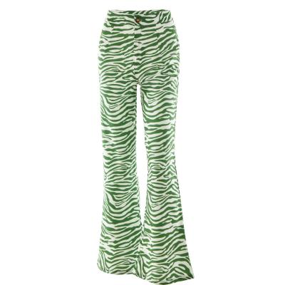 China Anti-Pilling Women's Street Hippie Striped Printed Pants Wide Leg Flared Pants for sale