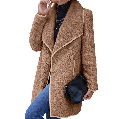 China Winter Trend Large Length Irregular Loose Breathable Mid Lapel Women's Fleece Jacket Double Sided Fur Jacket for sale