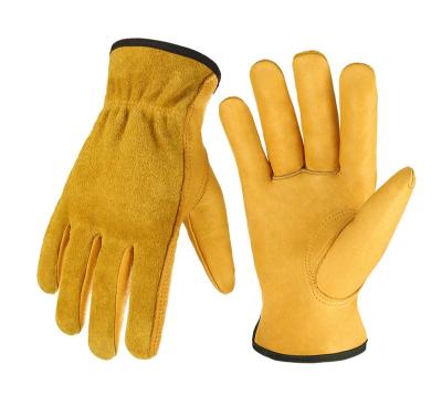 China OZERO Abrasion Resistant Men and Women Leather Work Gloves Flex Grip Tough Cowhide Gardening Glove for Wood Cutting Construction Driving Garden for sale