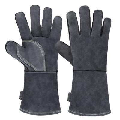 China OZERO 932 F 14 Inch Heat Resistant Heat Resistant Welding Gloves Whip Leather Long Sleeve Insulate Scratching Grill Glove for sale